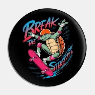 illustration featuring a fashionable and inspiring turtle character, gracefully executing a daring aerial skateboard trick_3 Pin