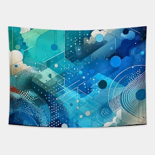 Bright Colorful turquoise geometric abstract pattern Tapestry