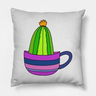 Cute Cactus Design #92: Tiny Cactus In A Teacup Pillow