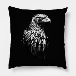 Black White Bald American Eagle Pillow