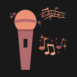 Peach brown hand drawn microphone musical notes T-Shirt