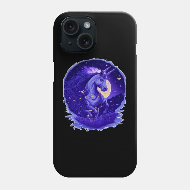 mystical blue unicorn art Phone Case by sukhendu.12