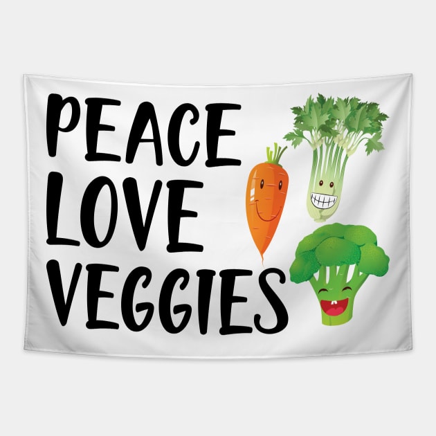 Vegetarian - Peace love veggies Tapestry by KC Happy Shop