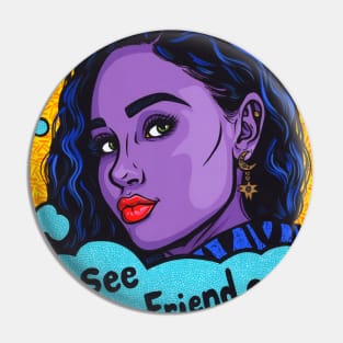 Touch Your Face Comic Girl Pin