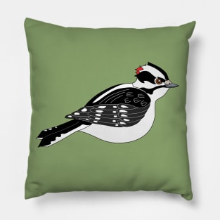 Downy Woodpecker Who Means Business Pillow