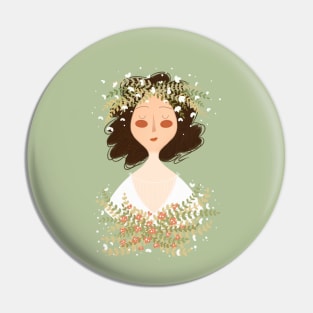 Cute little girl with flowers. Pin