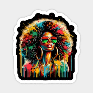 Juneteenth Black Womens Queen Afro African Melanin Dripping Magnet