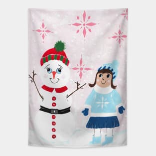 Winter Fun Snowman Tapestry