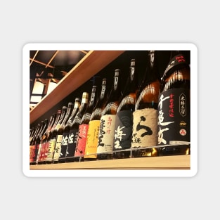 Alligned sake rice wine bottles Magnet