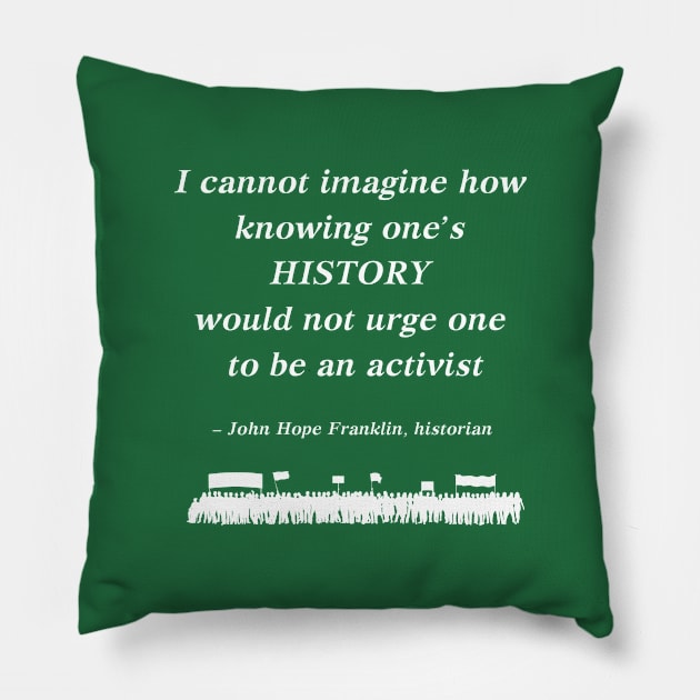 “I cannot imagine how knowing one's history would not urge one to be an activist”  - John Hope Franklin , historian Pillow by ZanyPast