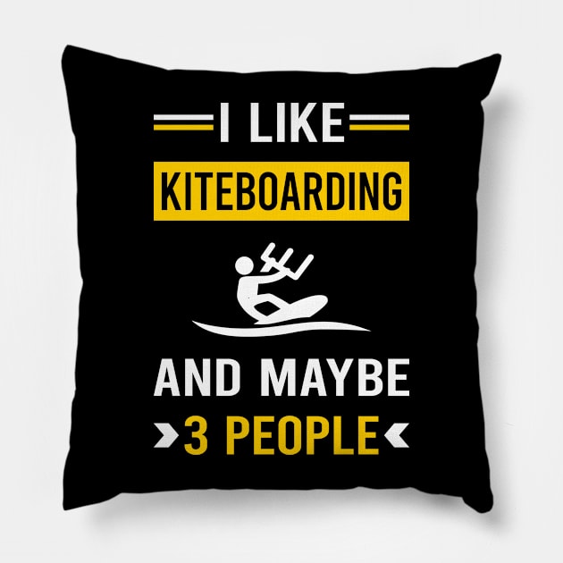 3 People Kiteboarding Kiteboard Kiteboarder Pillow by Good Day