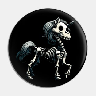 Spooky magical skeleton unicorn Pin