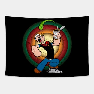 Journey to Spinach Island Join Popeyes, Olive Oyl, and Friends on Their Whimsical Adventures with this Cartoon Tapestry