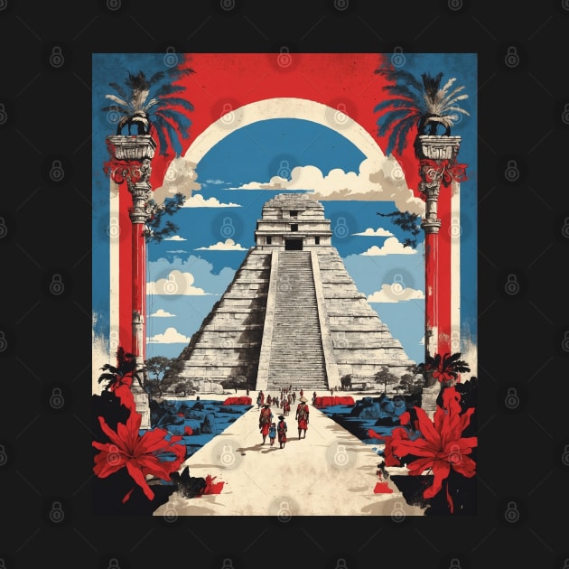 Chichen Itza Mexico Vintage Poster Tourism by TravelersGems