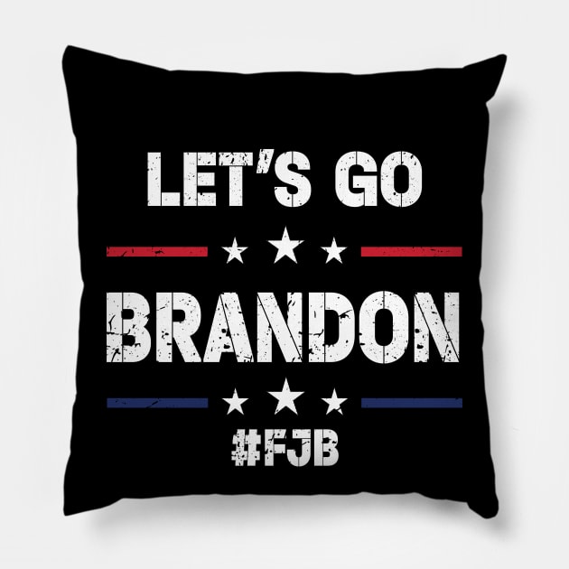 Lets Go Brandon American Flag Impeach Biden Pillow by Charaf Eddine