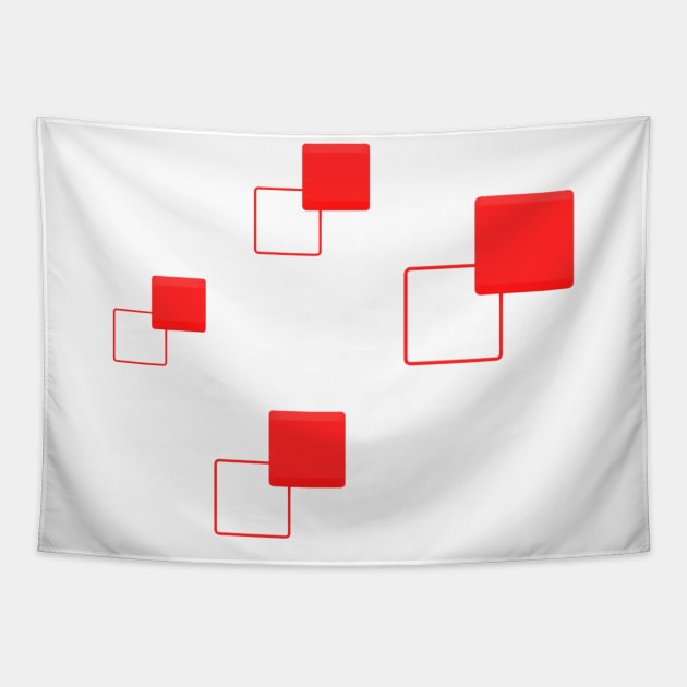 Squares Abstract Art Red Emboss Tapestry by Salaar Design Hub