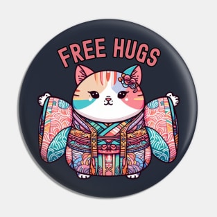 Free hugs from Japanese cat Pin