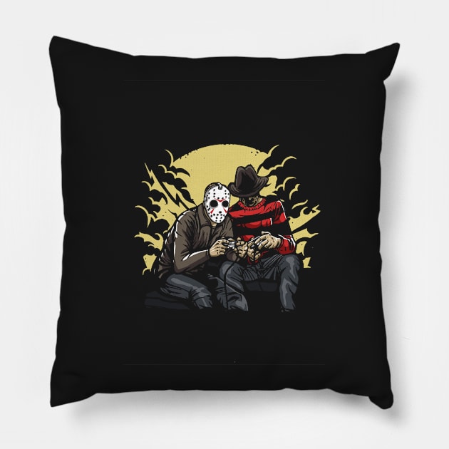 Scary Gamer Playing Video Games | Gaming Shirts Pillow by stockwell315designs