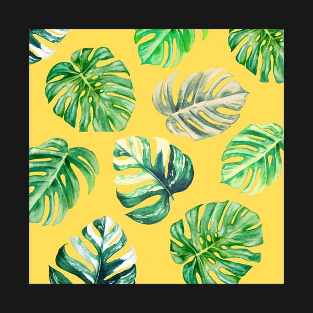 Green leaf design with yellow background by YouChoice Creations