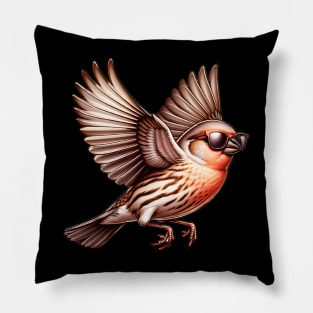 Flying House Finch Pillow