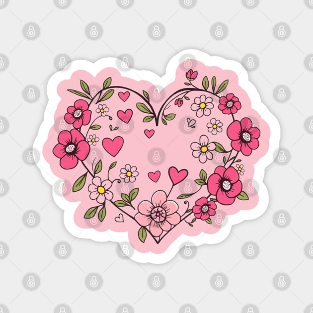 Floral Heart Magnet by Creatifly Graphic Tees