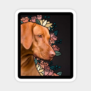 Weimaraner Photo Collage With Flowers and Roses Magnet