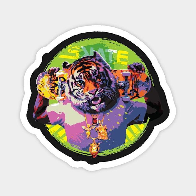 Skate Tiger Magnet by ArtlifeDesigns