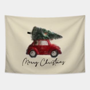 Retro Christmas Truck Tapestry