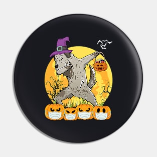 Irish Wolfhound Dabbing Witch Pumpkin Funny Dog Halloween Pin