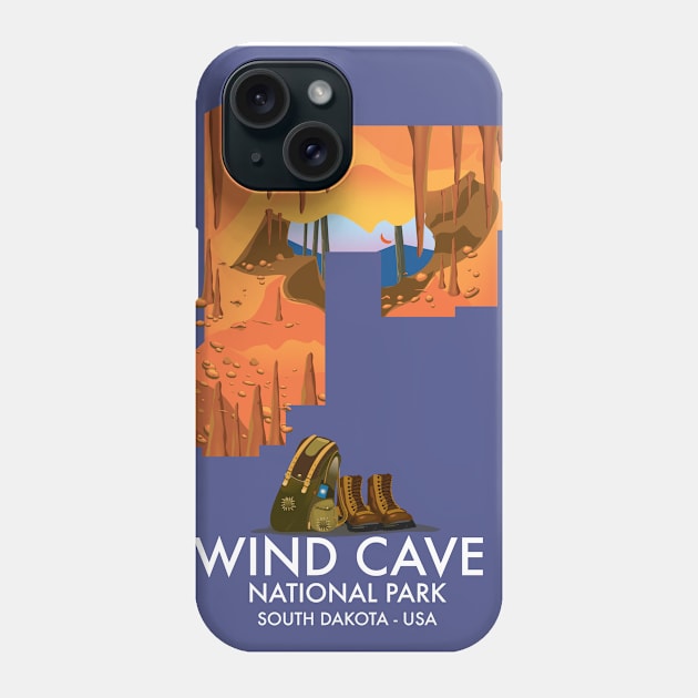 Wind Cave South Dakota USA travel poster Phone Case by nickemporium1