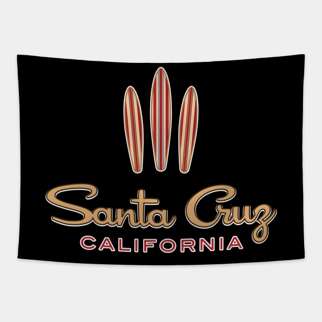 Santa Cruz Logo Three Surfboards Tapestry by PauHanaDesign