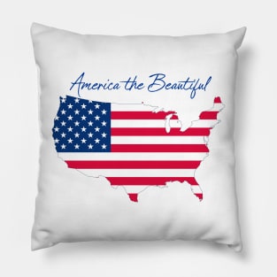 America the Beautiful T-Shirt, 4th of America the Beautifl July, Patriotic Vintage Syle American Flag Shirt Pillow