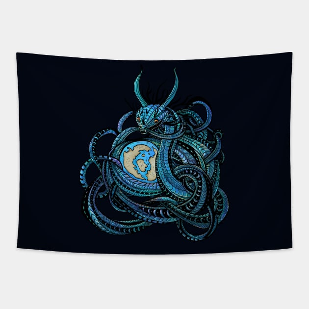 Jormungandr Tapestry by manicgremlin