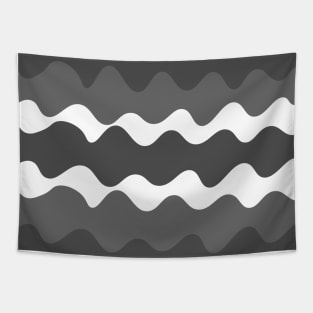 Grey and white horizontal waves pattern Tapestry