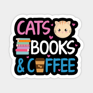 Reading Cats And Coffee Book Nerd Cat Lover Kitten Magnet