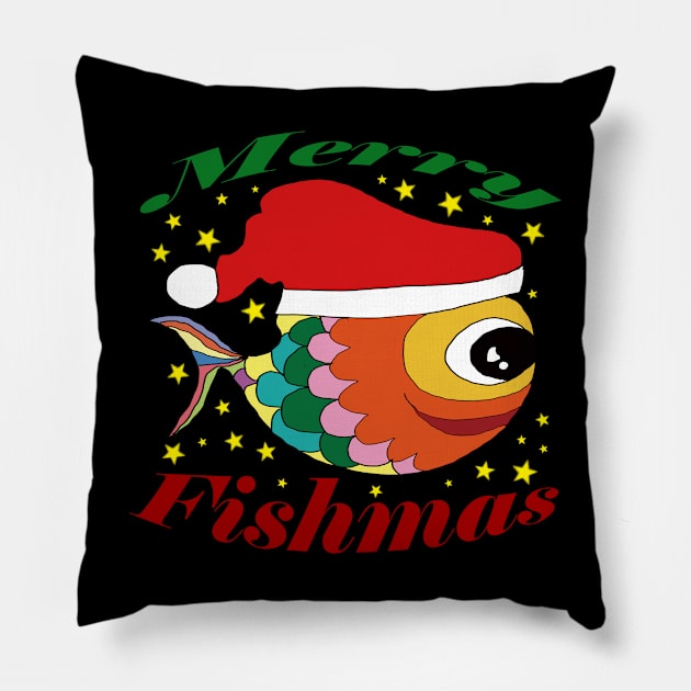 Merry Fishmas Pillow by EunsooLee