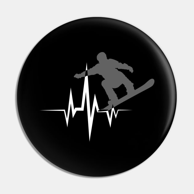 Cool Snowboarder Heartbeat Snowboarding Heart Beat Pin by theperfectpresents