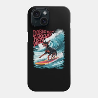 Wave Rider: Doberman Pinscher Dog Surfing in Style Phone Case