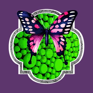 Purple Butterfly, Green Dots, Astrology T-Shirt