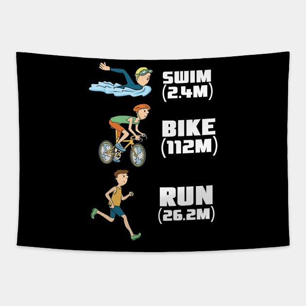 Triathlon T-Shirt swim bike run gift triathlete Tapestry by biNutz