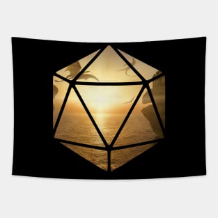 Geometric D20 Dragon Landscape Print Tapestry