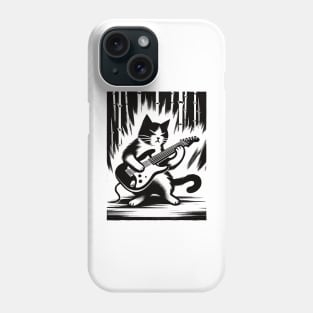 Electric Guitar Cat Rock Music Japan Style Funny Cat Phone Case