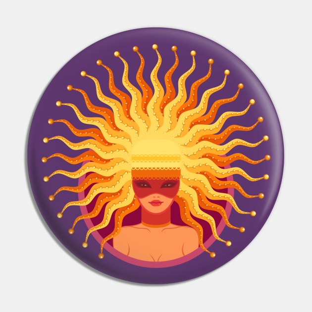 Young Woman Carnival Sun Hair Pin by Mako Design 