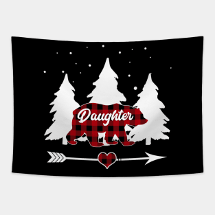 Daughter Bear Buffalo Red Plaid Matching Family Christmas Tapestry