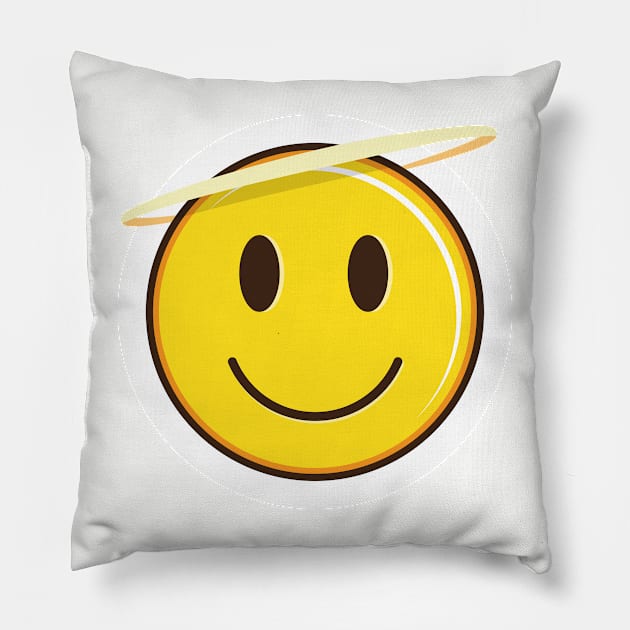 angel emoji with halo Pillow by Bubsart78