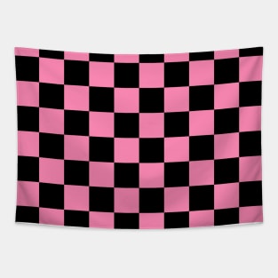 Checkered Square Seamless Pattern - Black & Pink Tapestry