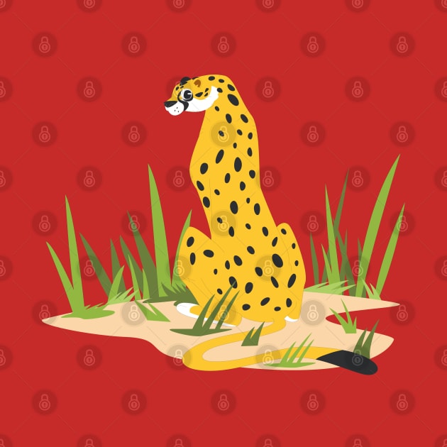 Cheetah Cartoon Drawing by Mako Design 