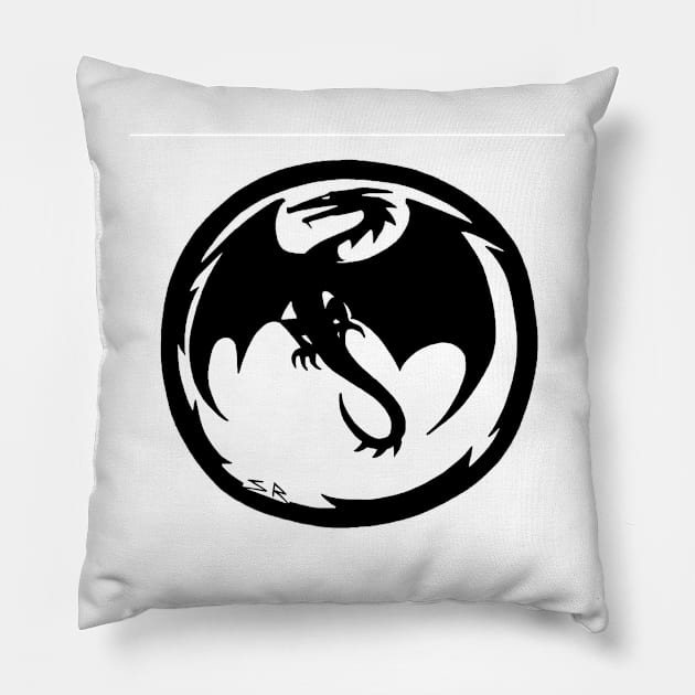 Black Dragon Pillow by SteamyR