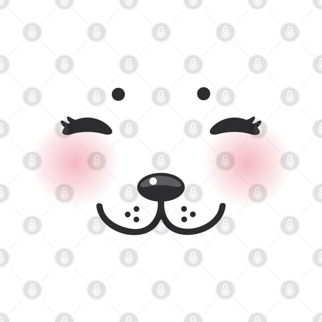 Kawaii funny cat muzzle with pink cheeks and closed eyes (3) by EkaterinaP
