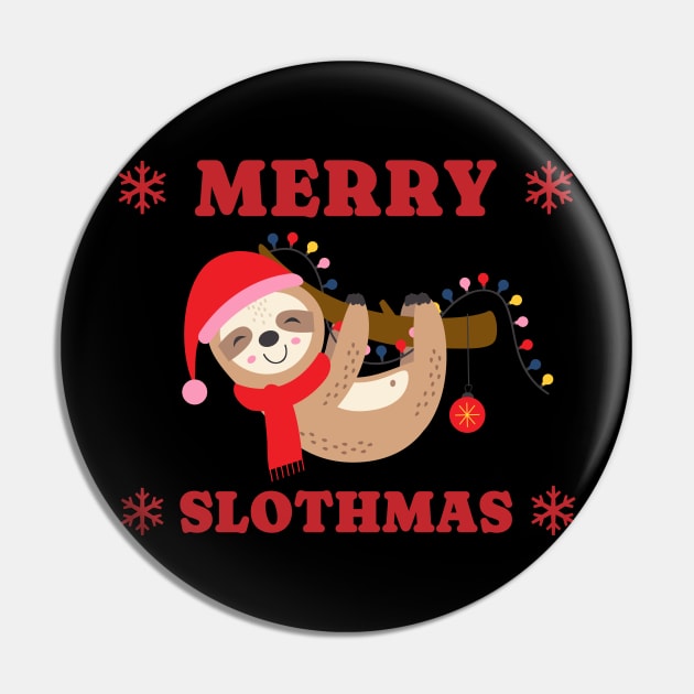 Merry Slothmas Christmas Lights Pin by VisionDesigner